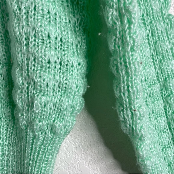 Vintage Country Craft Seafoam Mint Green Crochet Knit Pullover Sweater - Picture 5 of 6